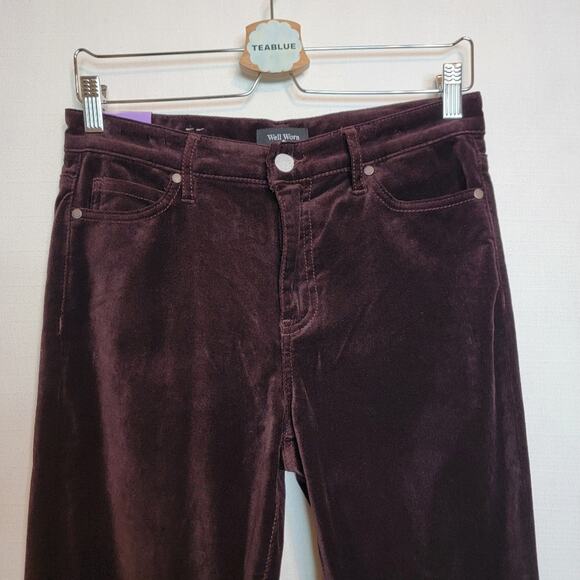 🔴 3/$25 Well Worn High-Rise Luxe Velvet Tapered Pant – Purple Size 28 - Picture 9 of 13